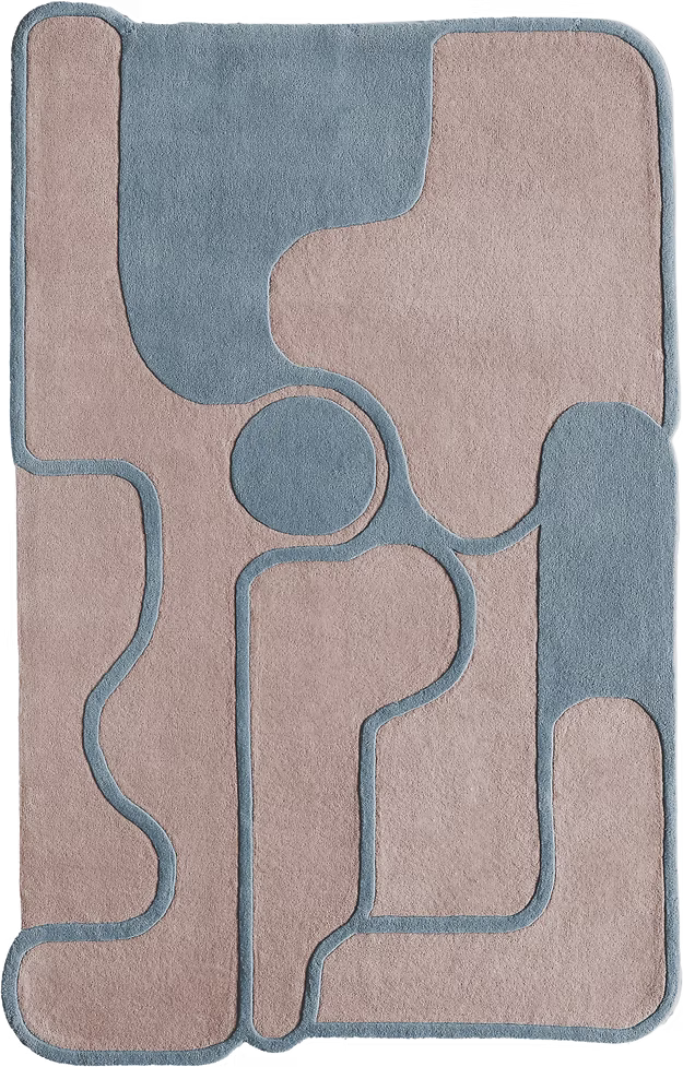 Taupe Blue Architectural Form Rug