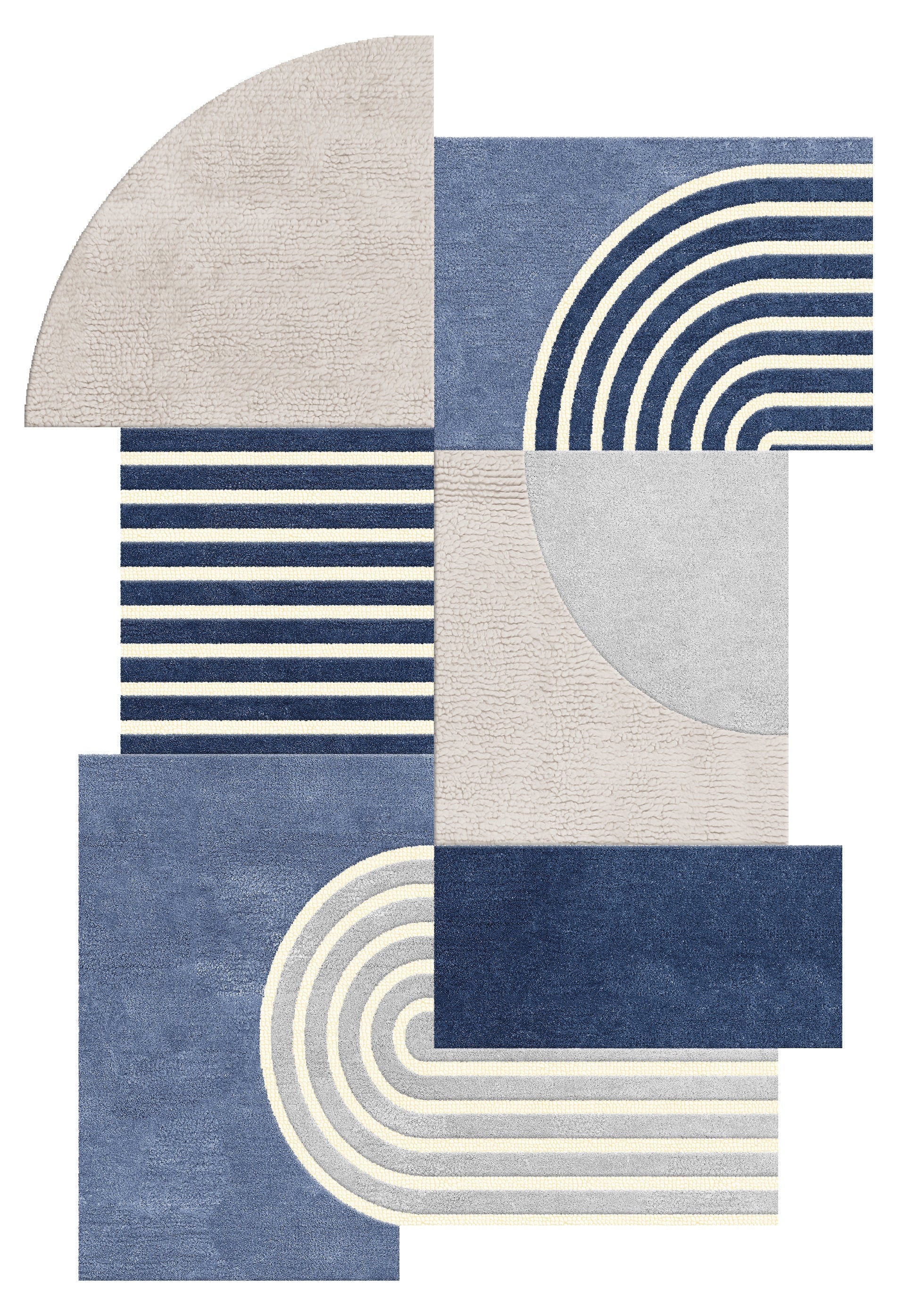 Indigo Grid Geometric Designer Rug