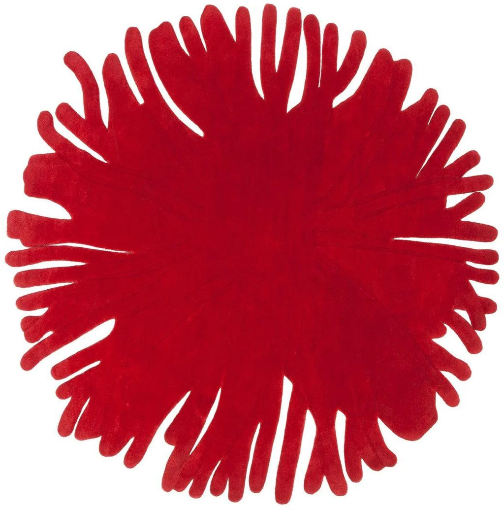 Red Coral Shape Hand Tufted Rug