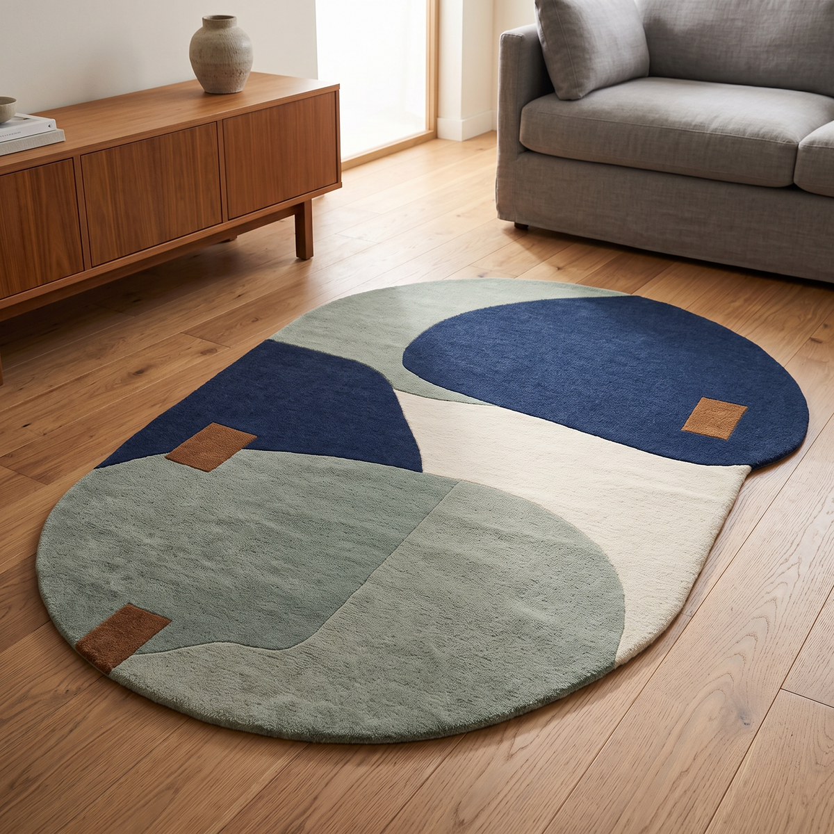 Modern Organic Abstract Irregular Shape Rug