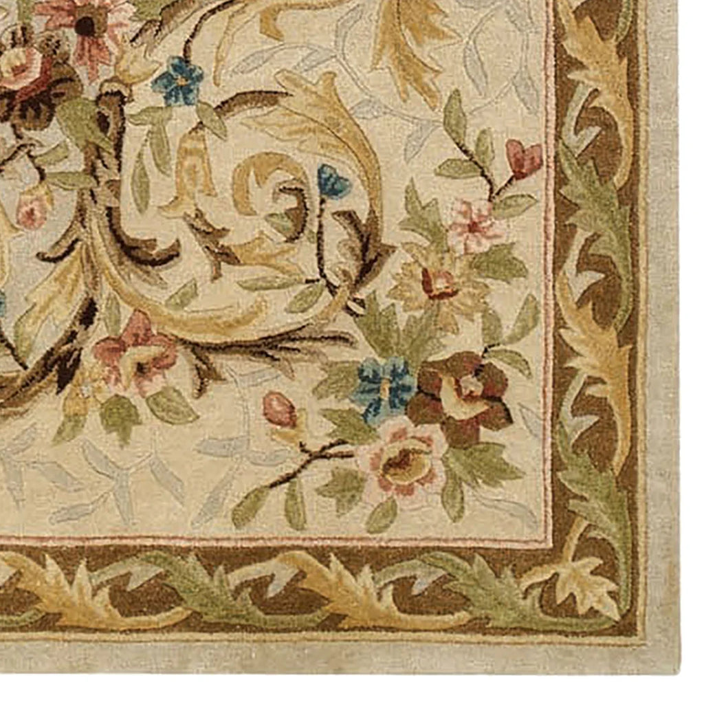 French Aubusson-Inspired Floral Scroll Design