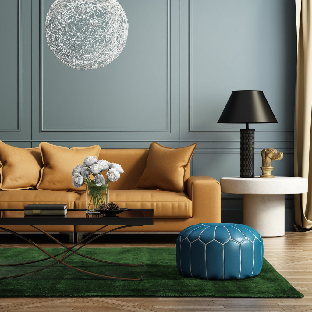 Solid Deep Pine Green Lustre Velvet Area Rug