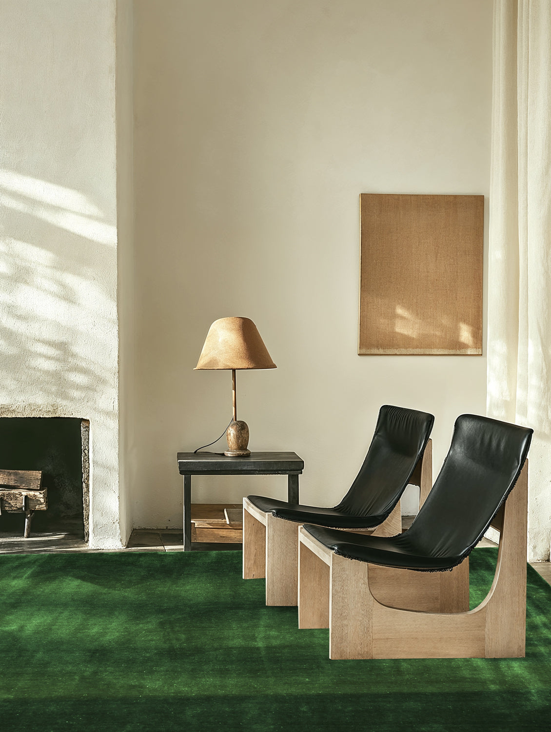 Solid Deep Pine Green Lustre Velvet Area Rug