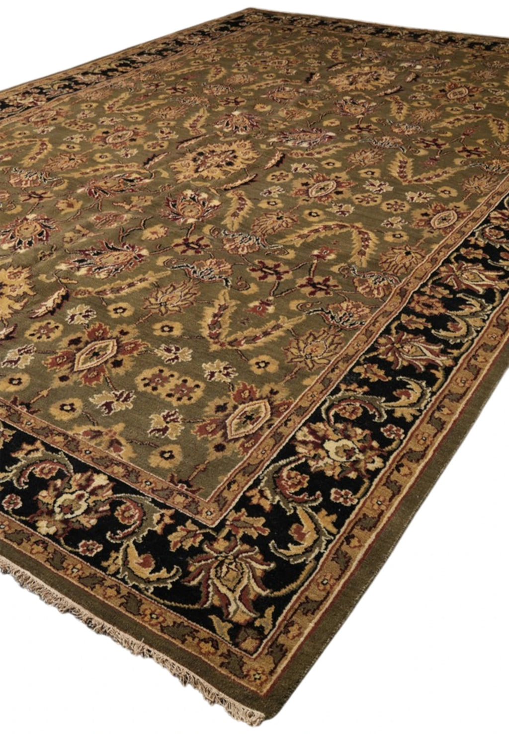 Sultanabad Heritage Moss Olive Hand-Knotted Wool Rug
