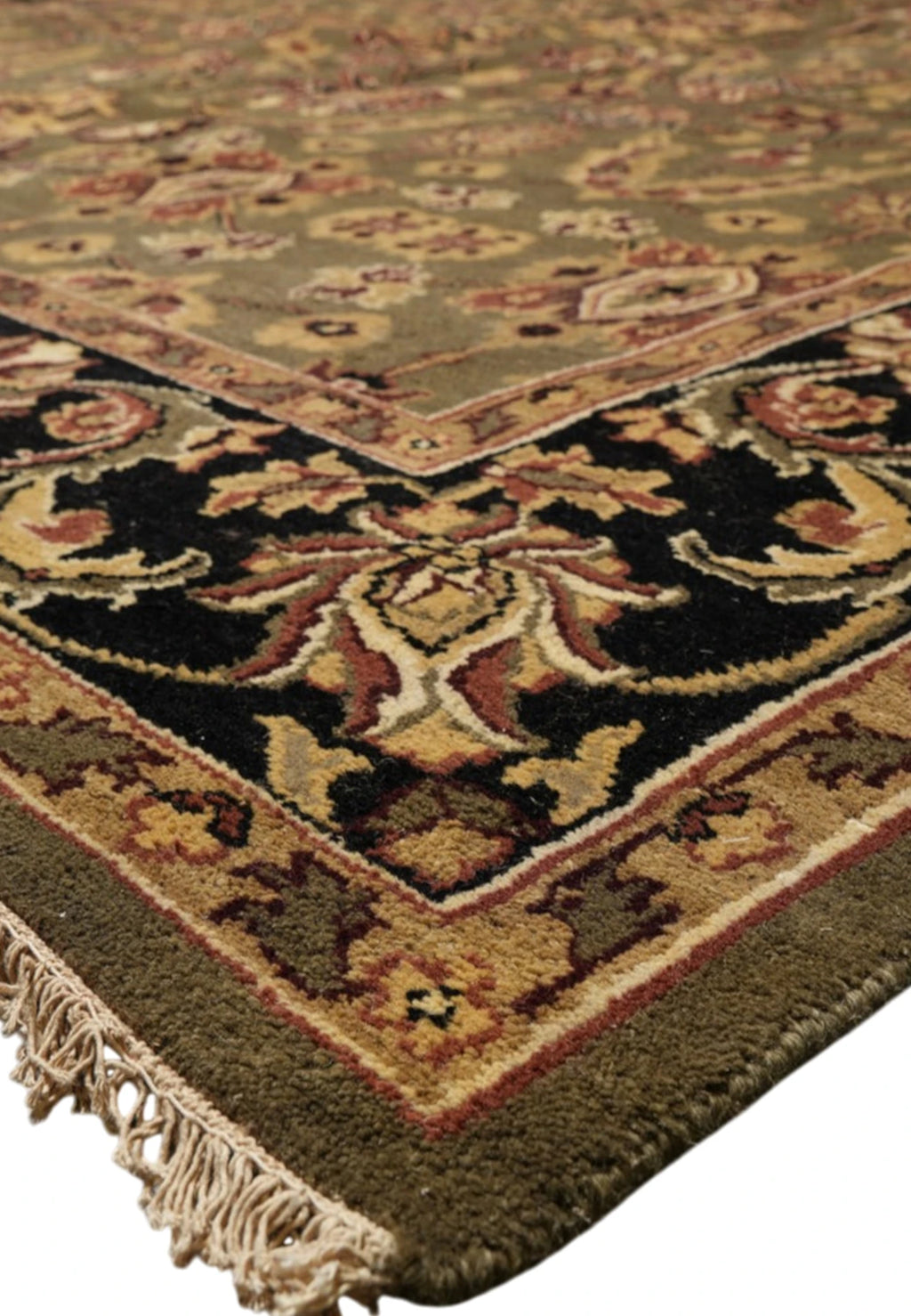 Sultanabad Heritage Moss Olive Hand-Knotted Wool Rug