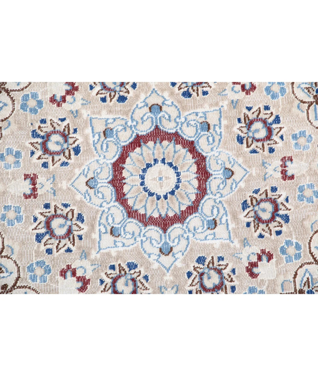 Hand-Knotted Persian Medallion Wool & Silk Inlay Luxury Rug