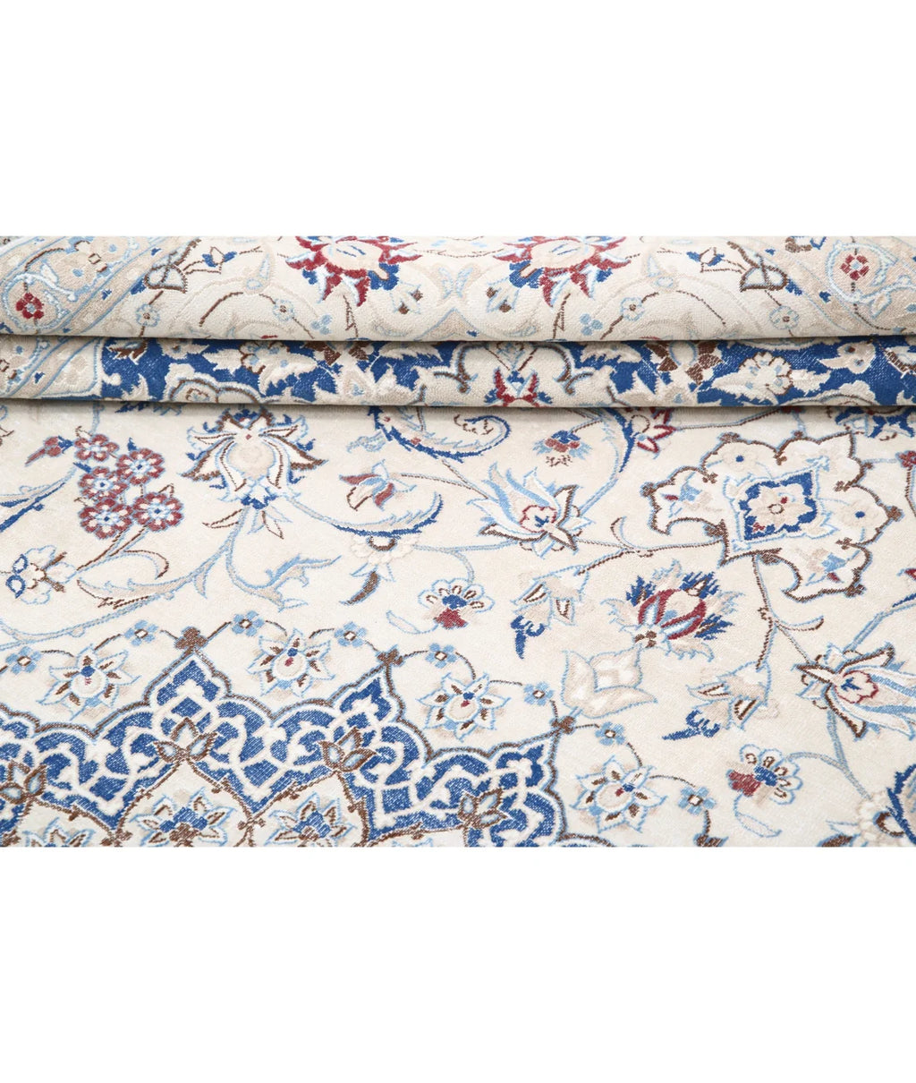 Hand-Knotted Persian Medallion Wool & Silk Inlay Luxury Rug