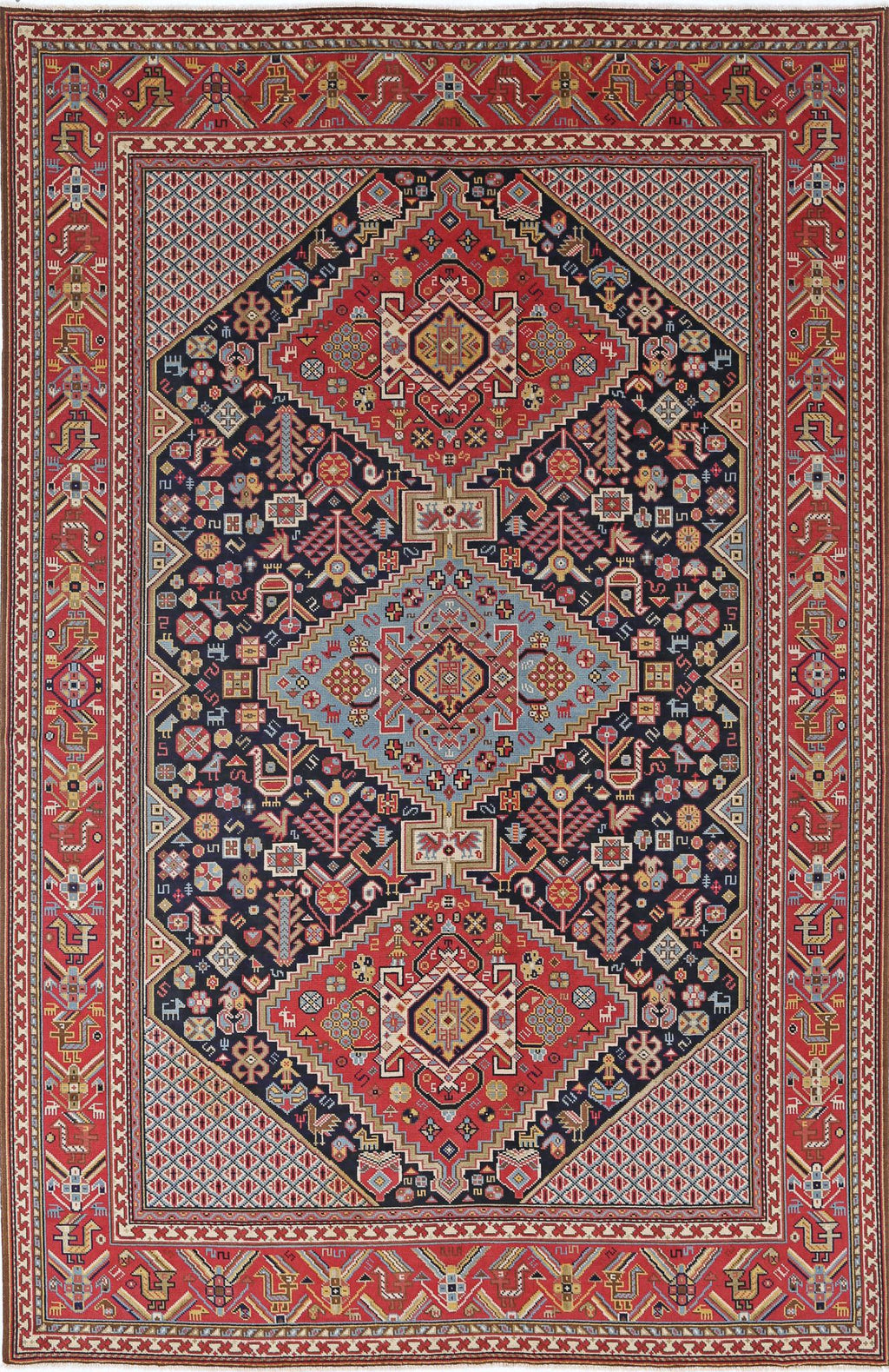 Hand-Knotted Nomadic Shiraz Wool Rug