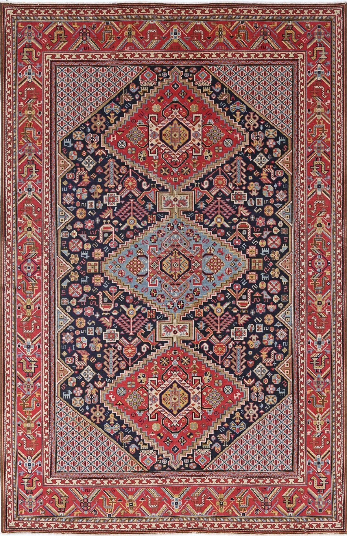 Hand-Knotted Nomadic Shiraz Wool Rug