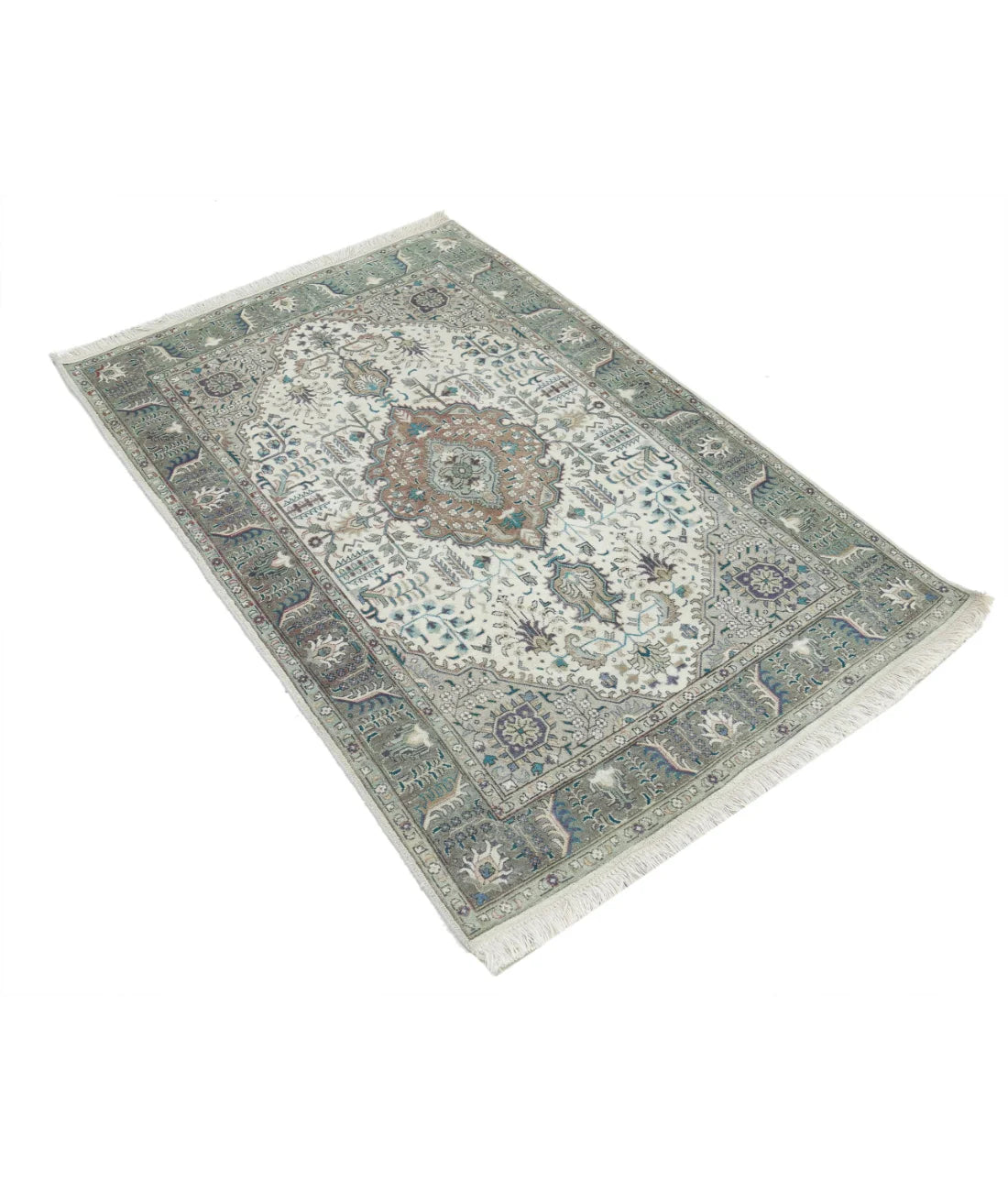 Vintage Persian Tabriz Hand-Knotted Wool Heirloom Rug