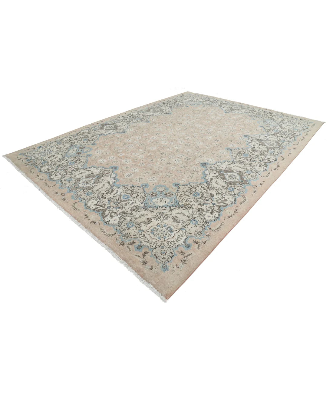 Hand-Knotted Baroque Spandrel Wool Rug