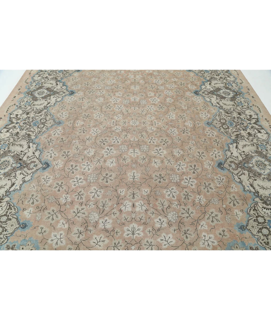 Hand-Knotted Baroque Spandrel Wool Rug