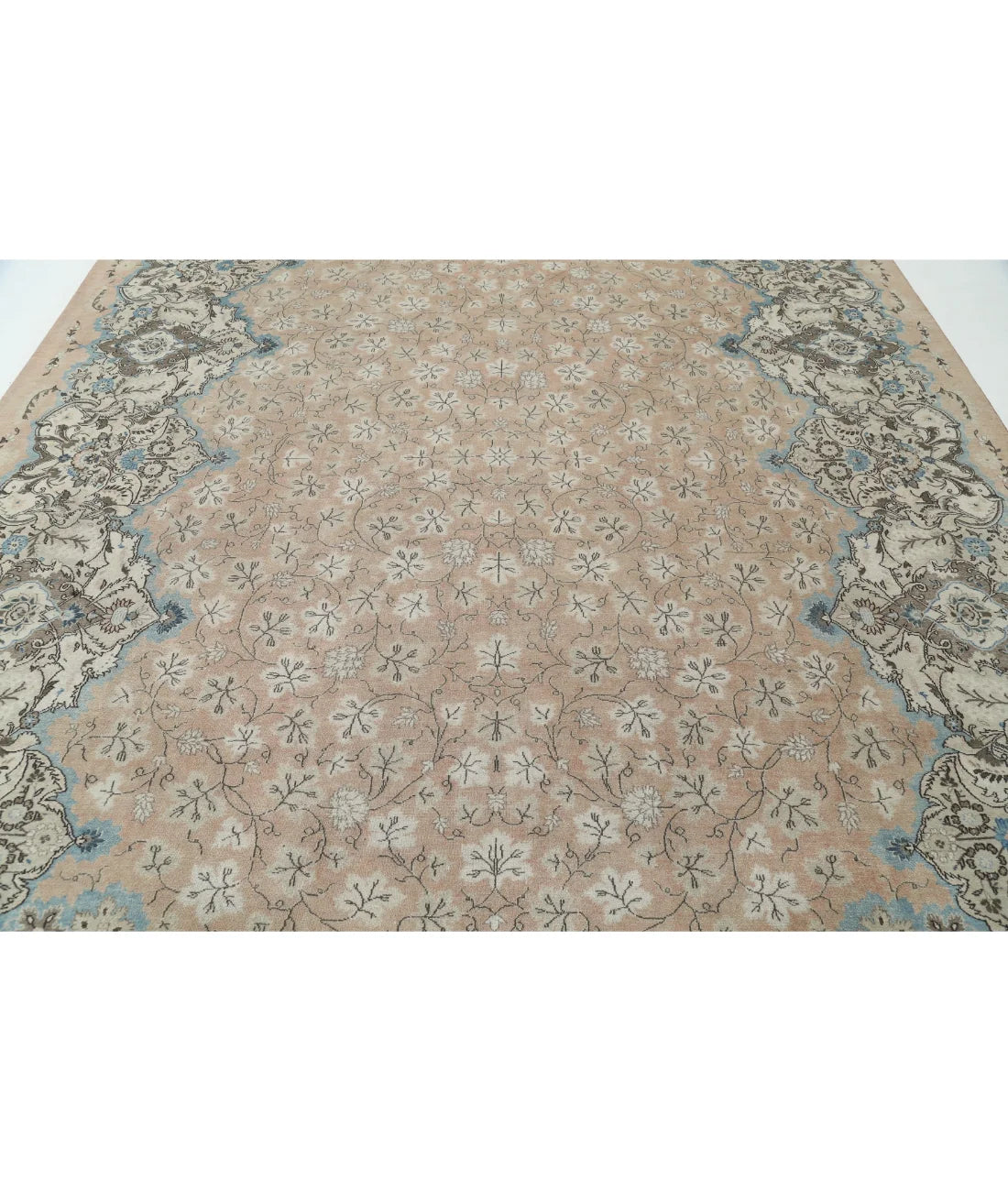 Hand-Knotted Baroque Spandrel Wool Rug