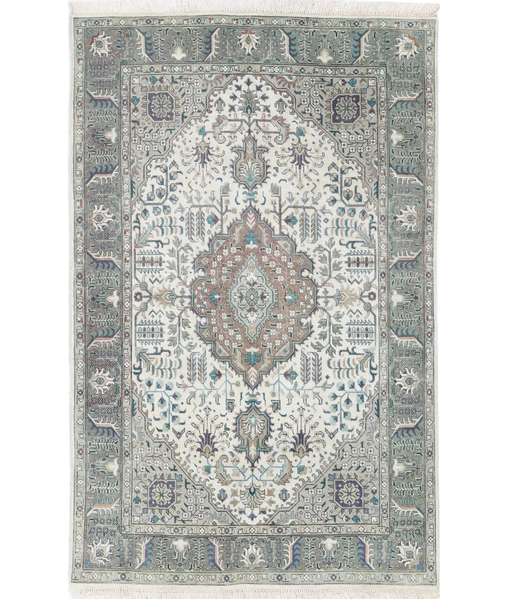 Vintage Persian Tabriz Hand-Knotted Wool Heirloom Rug