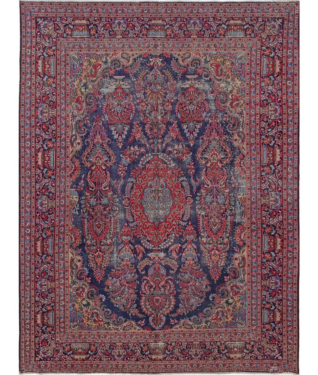 Antique Sarouk Royal Medallion Wool Rug