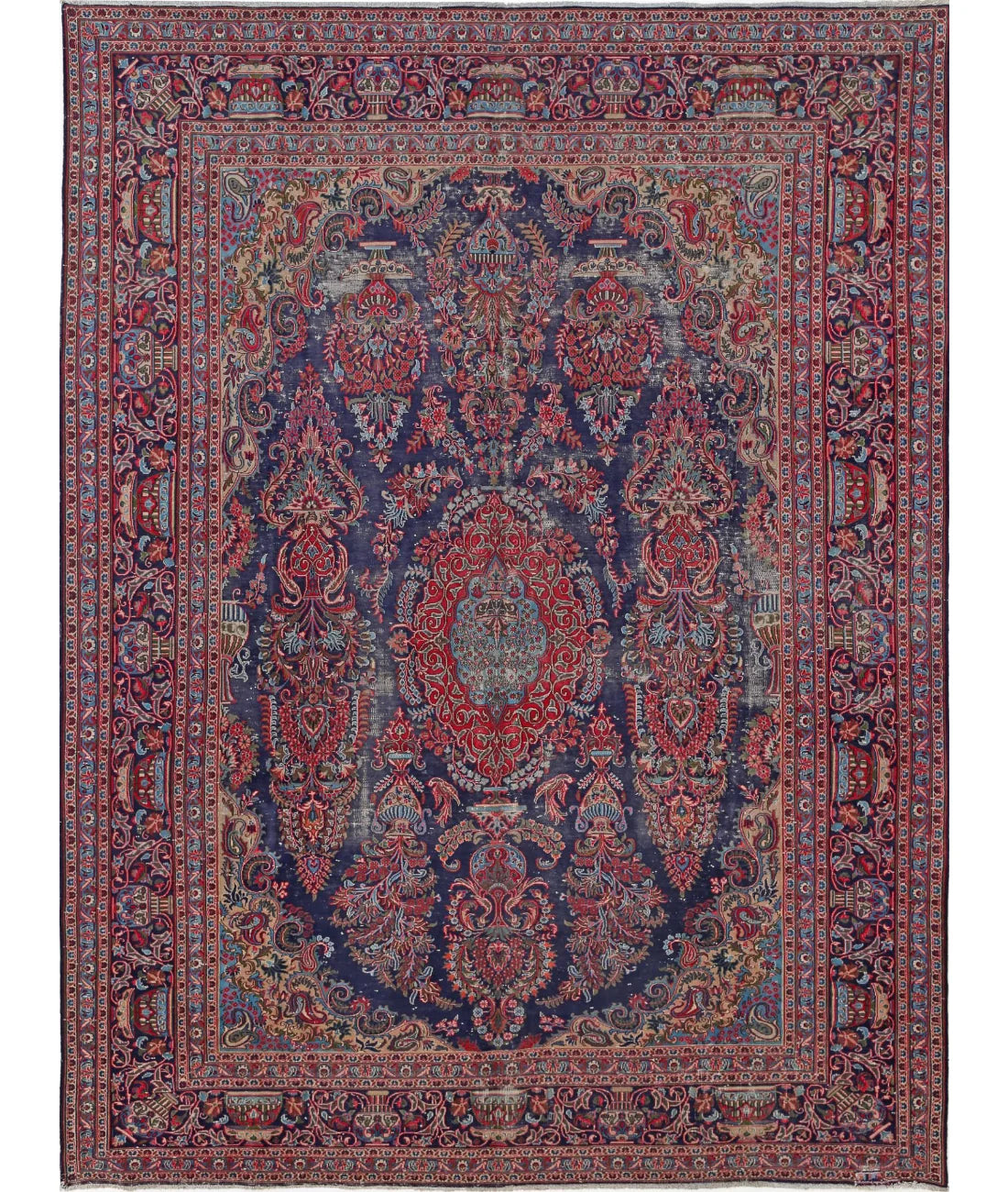 Antique Sarouk Royal Medallion Wool Rug