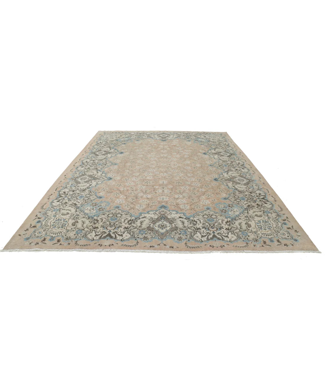 Hand-Knotted Baroque Spandrel Wool Rug
