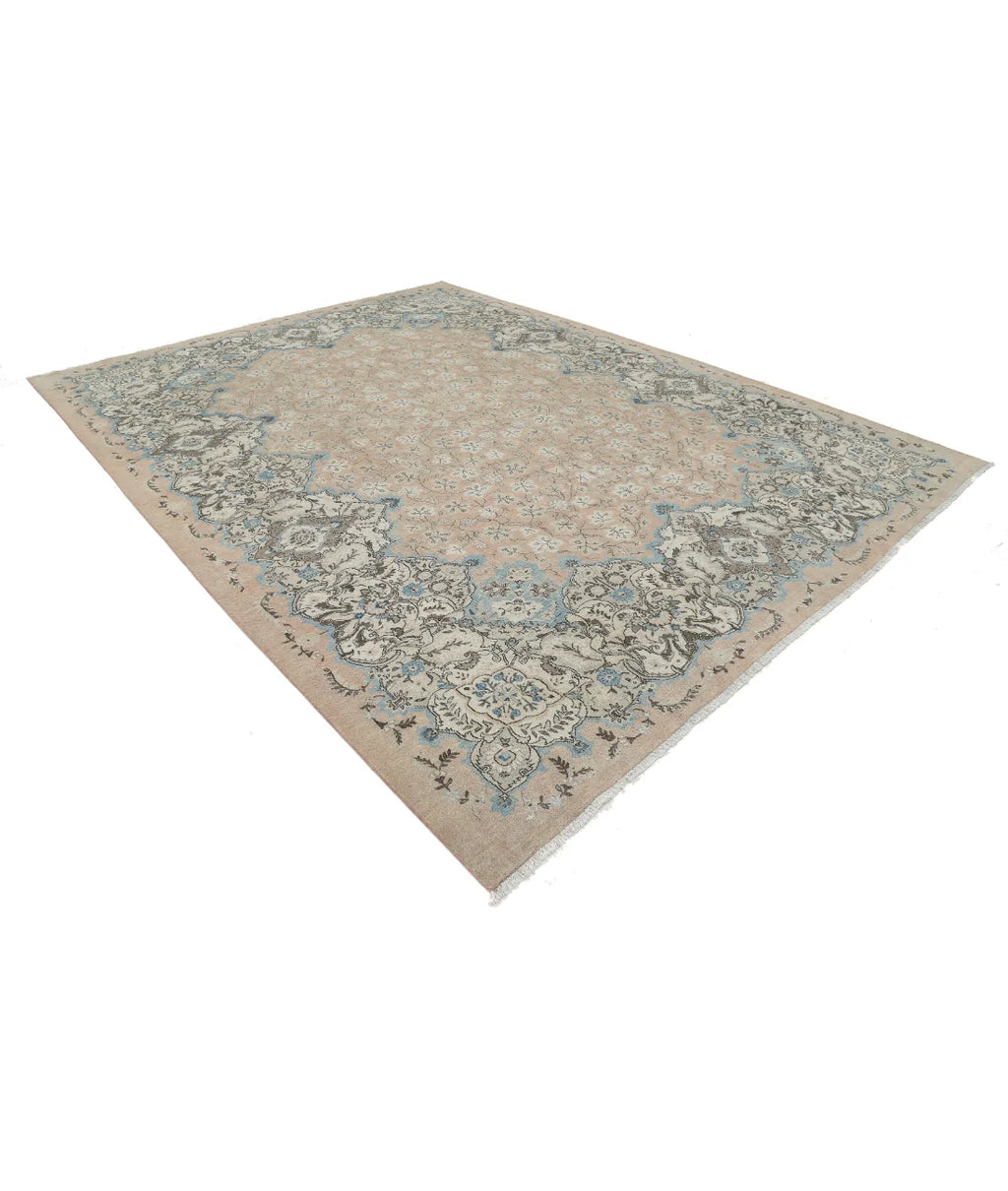 Hand-Knotted Baroque Spandrel Wool Rug