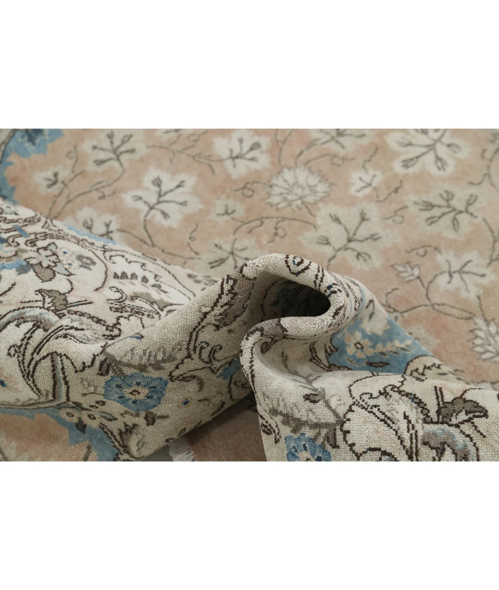 Hand-Knotted Baroque Spandrel Wool Rug