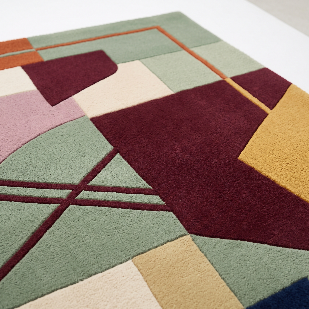 Modern Abstract Geometric Multicolor Hand Tufted Rug
