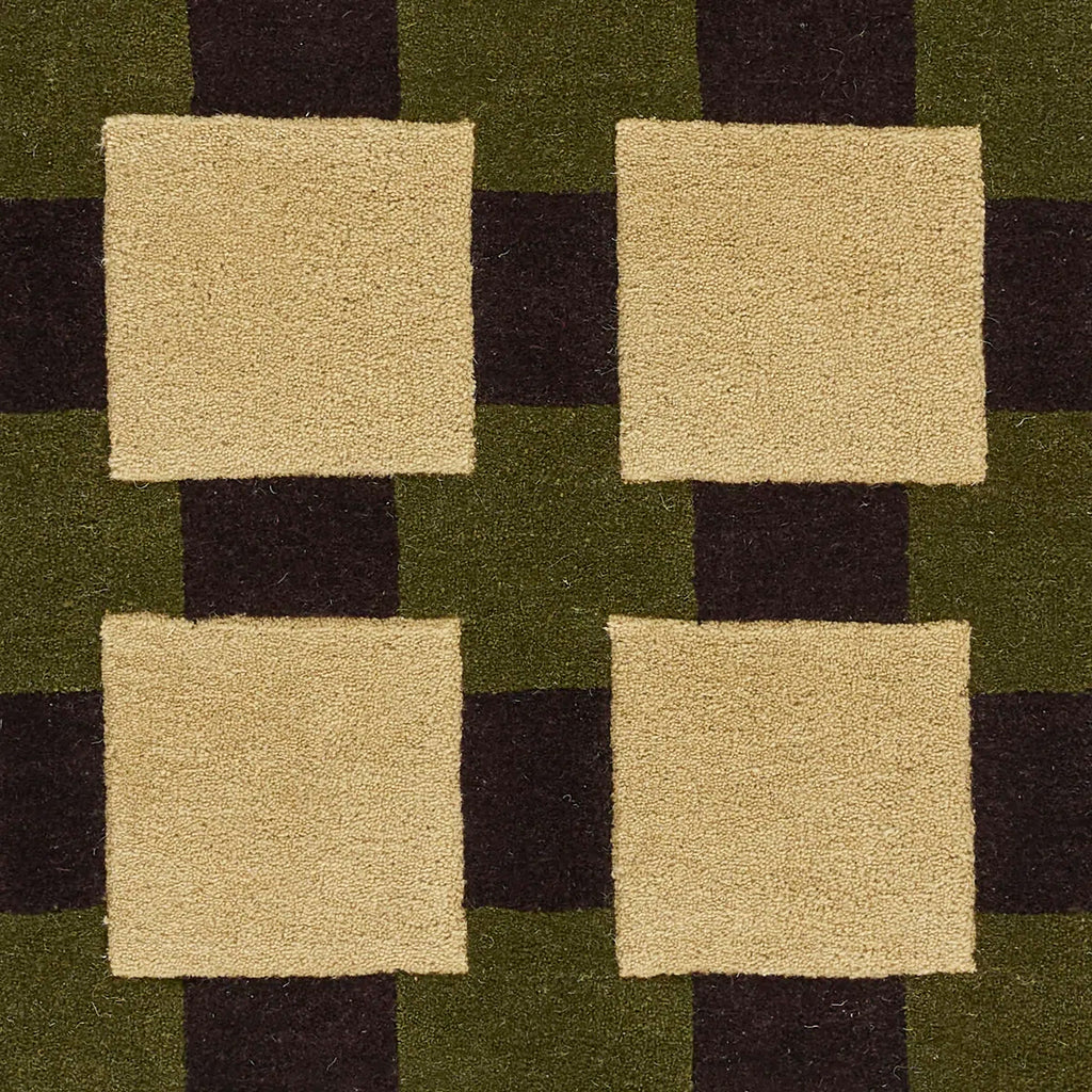 Olive Checkerboard Wool Rug