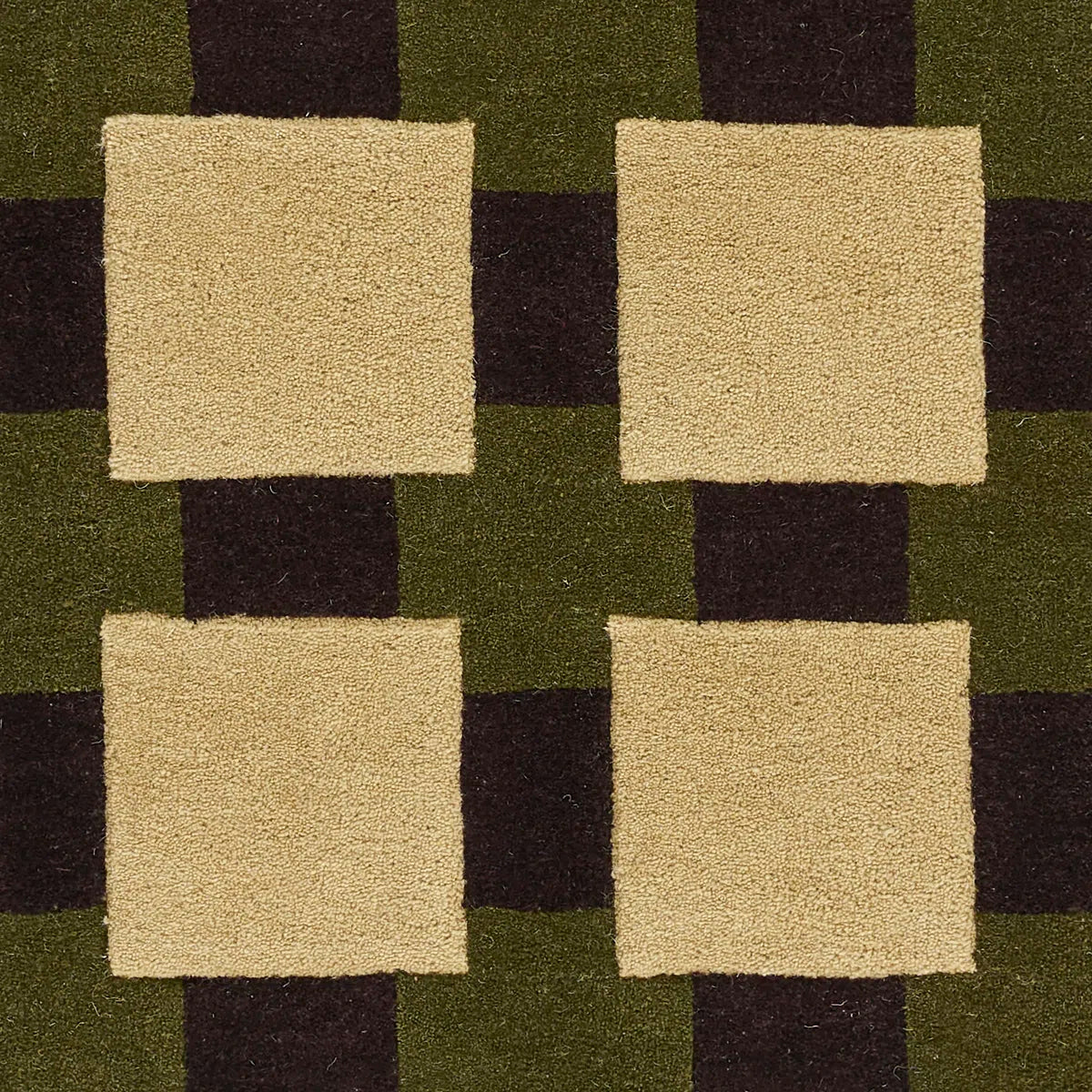 Olive Checkerboard Wool Rug