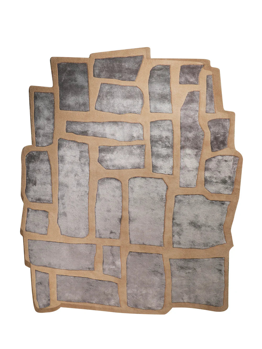 Modern Stone Grid Hand Tufted New Zealand & Viscose Carpet