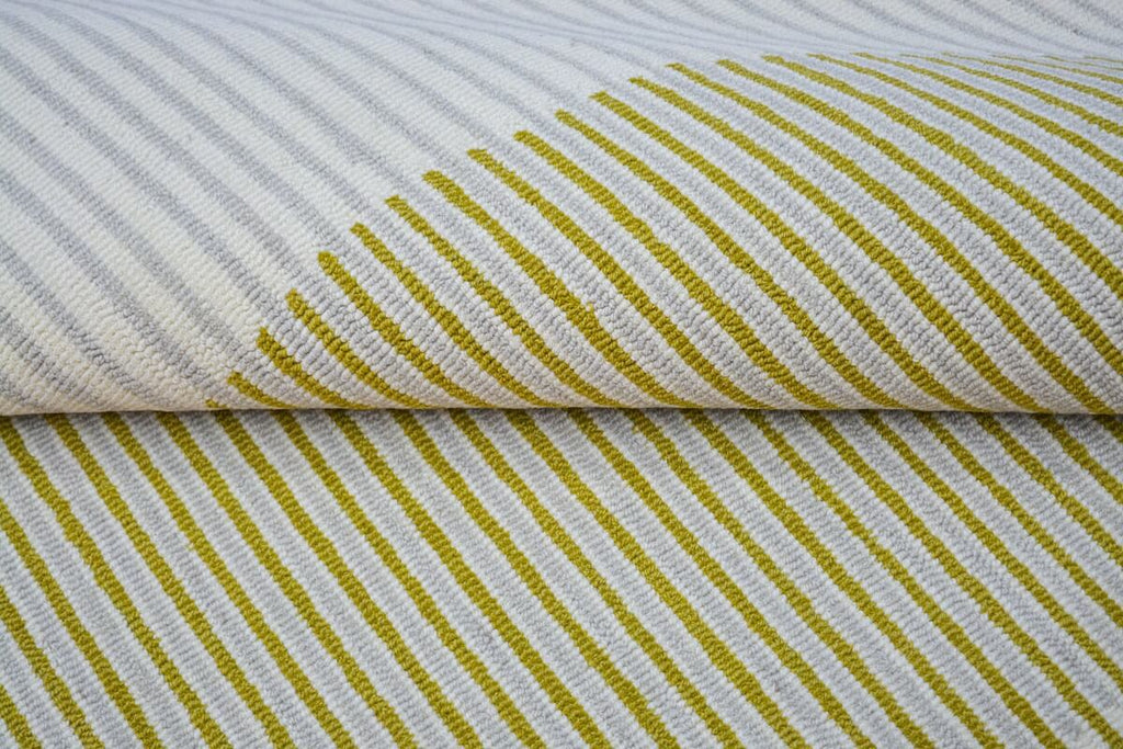 Ivory Mustard Spiral Round Hand Tufted Wool Carpet