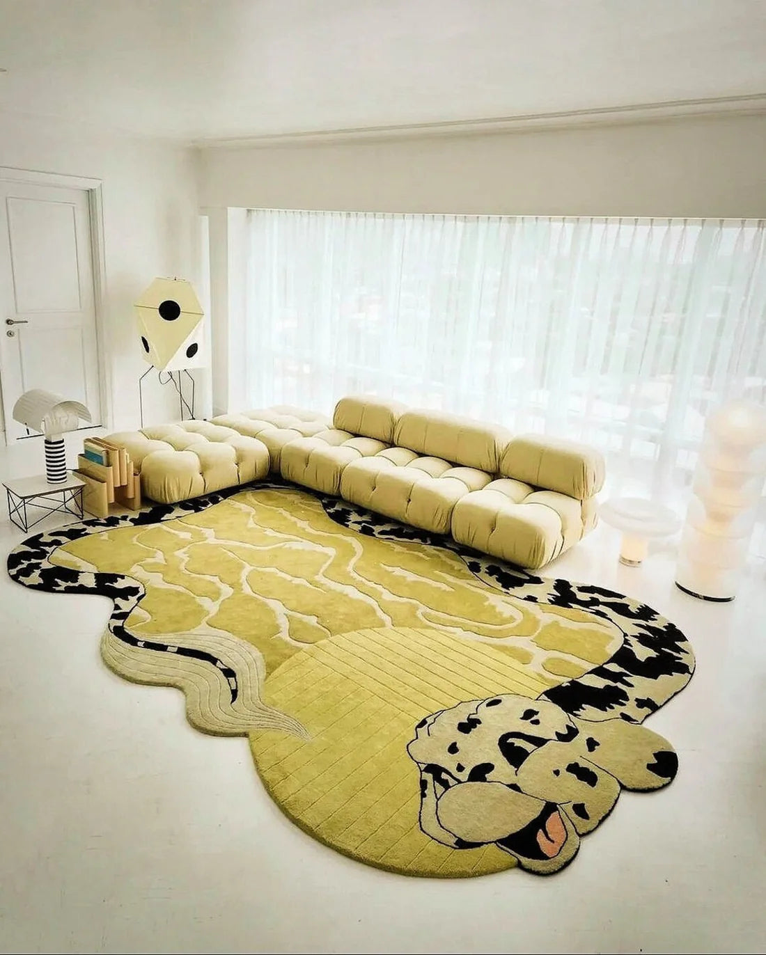 Mustard Yellow Irregular Hand Tufted Carpet New Zealand Wool