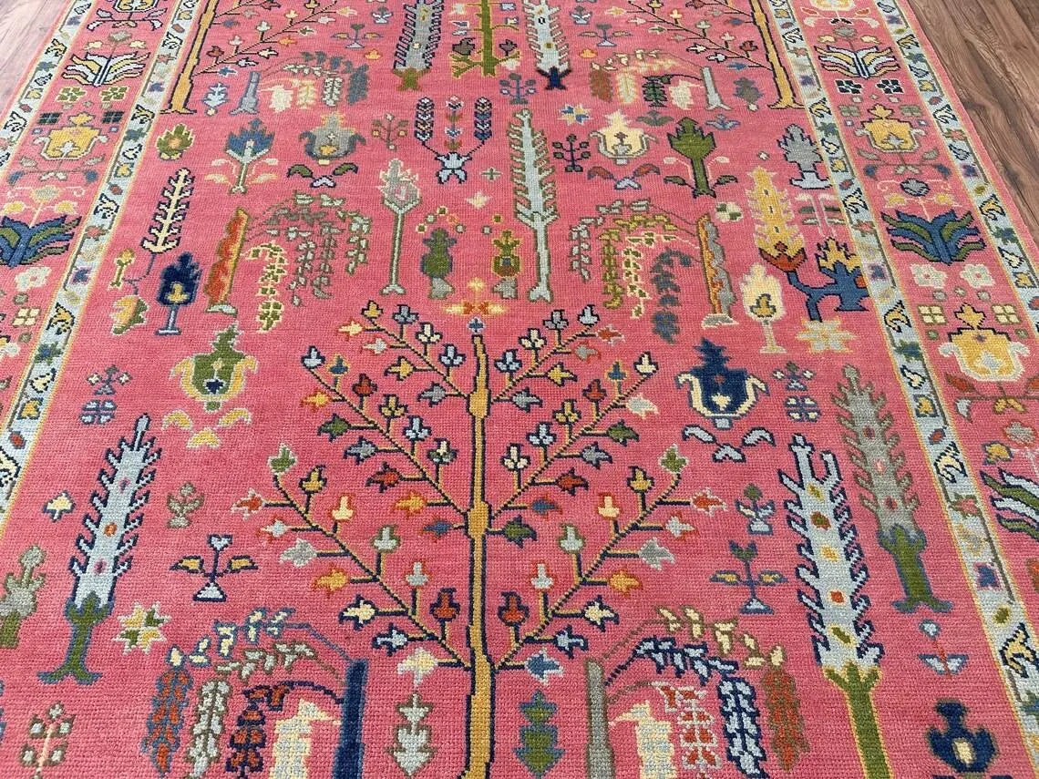 Hand Knotted Oushak Rug for Living Room, Dining Room, Office, Bedroom, Hand Knotted Wool Rug