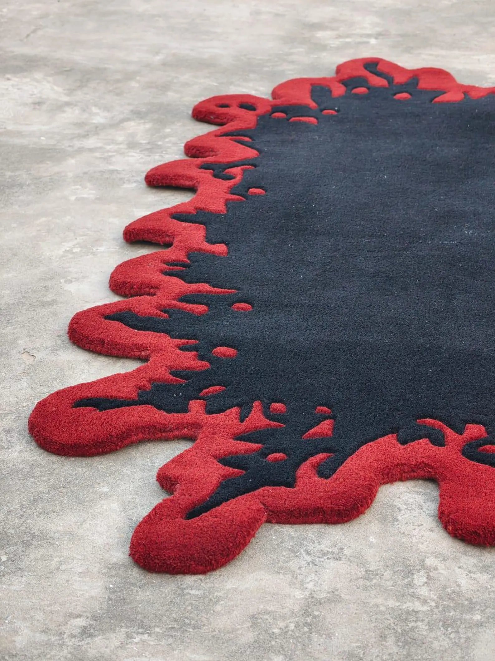 Noir Ink Flow Modern Hand Tufted New Zealand Rug