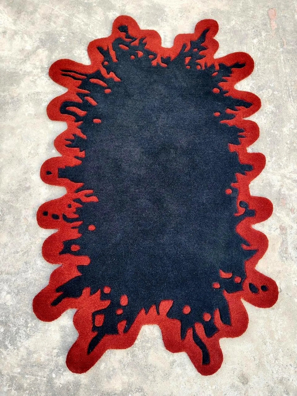 Noir Ink Flow Modern Hand Tufted New Zealand Rug