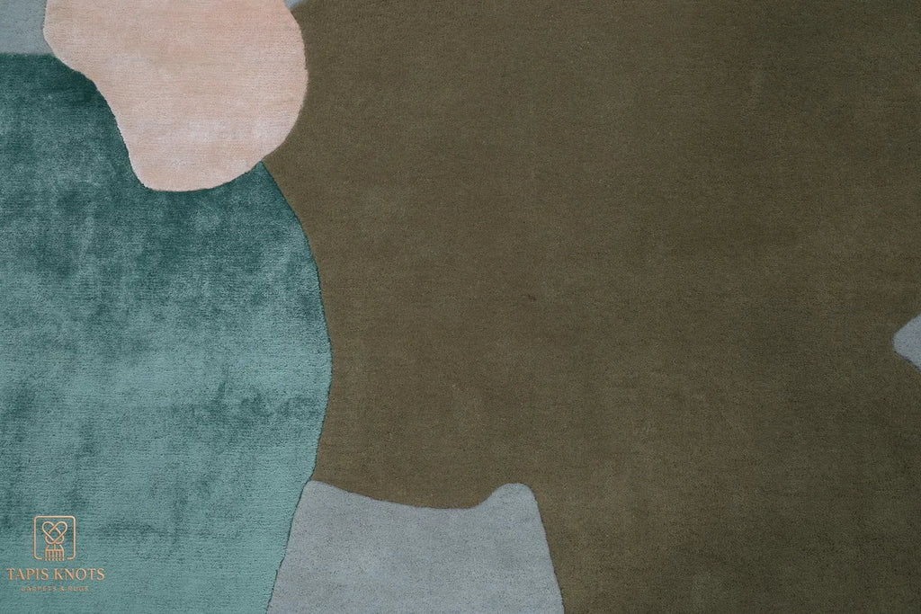 Palais Abstract Organic Color-Block Hand-Tufted Viscose Designer Area Rug