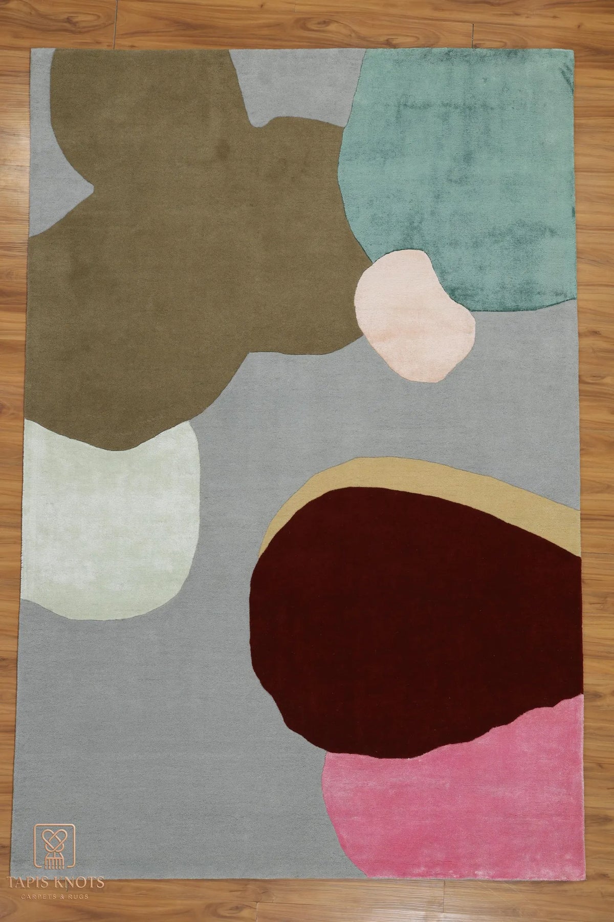 Palais Abstract Organic Color-Block Hand-Tufted Viscose Designer Area Rug