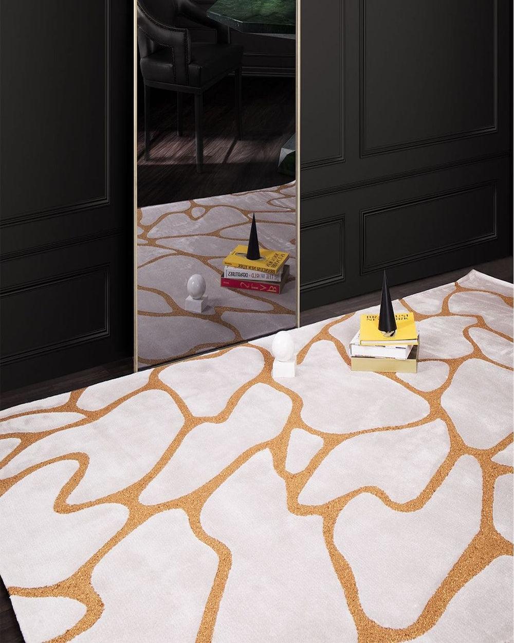 Kintsugi Flow Abstract Organic Cellular Motif Designer Area Rug