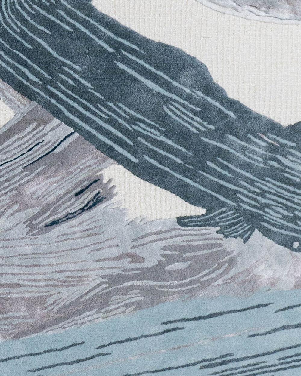 Aegean Flow Contemporary Silky Viscose Abstract Wave Rug