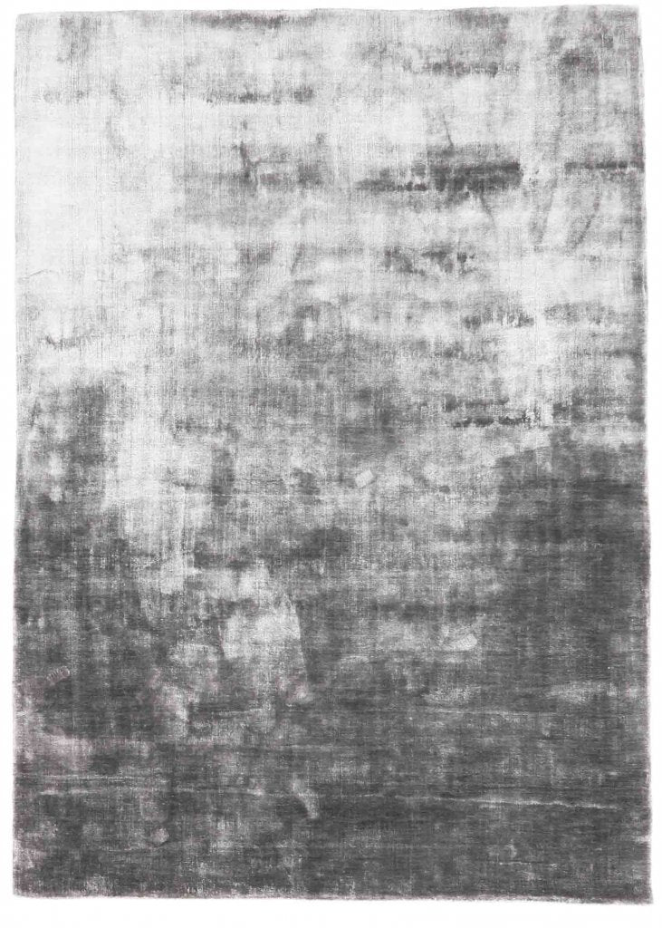 Modern Distressed Silver Grey Bamboo Silk Rug for Living Room