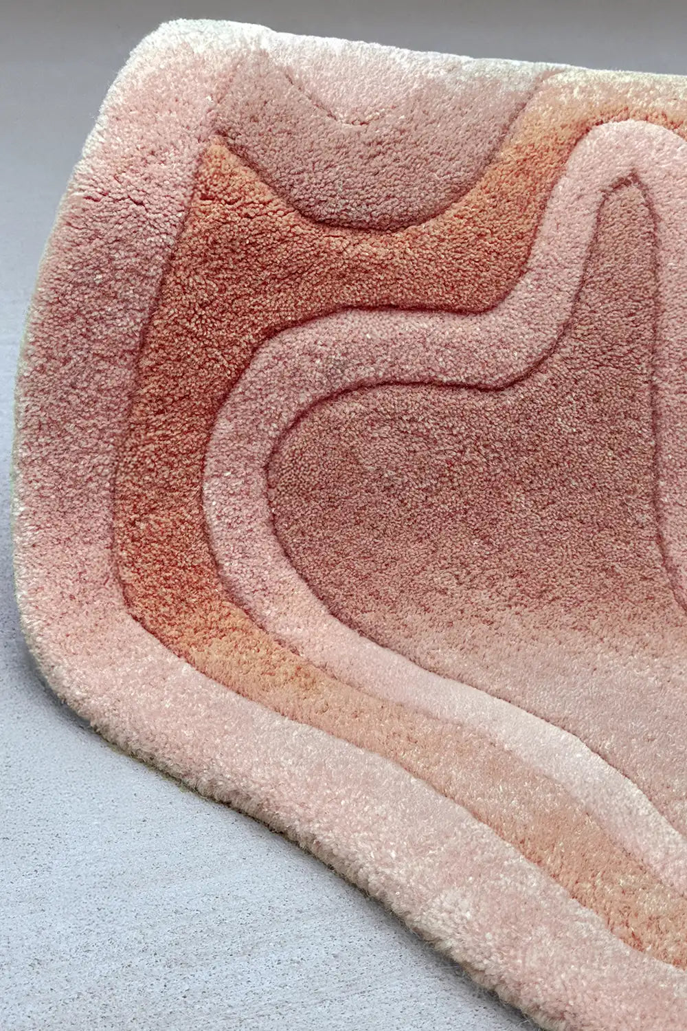 Abstract Topographic Blush Wool Rug