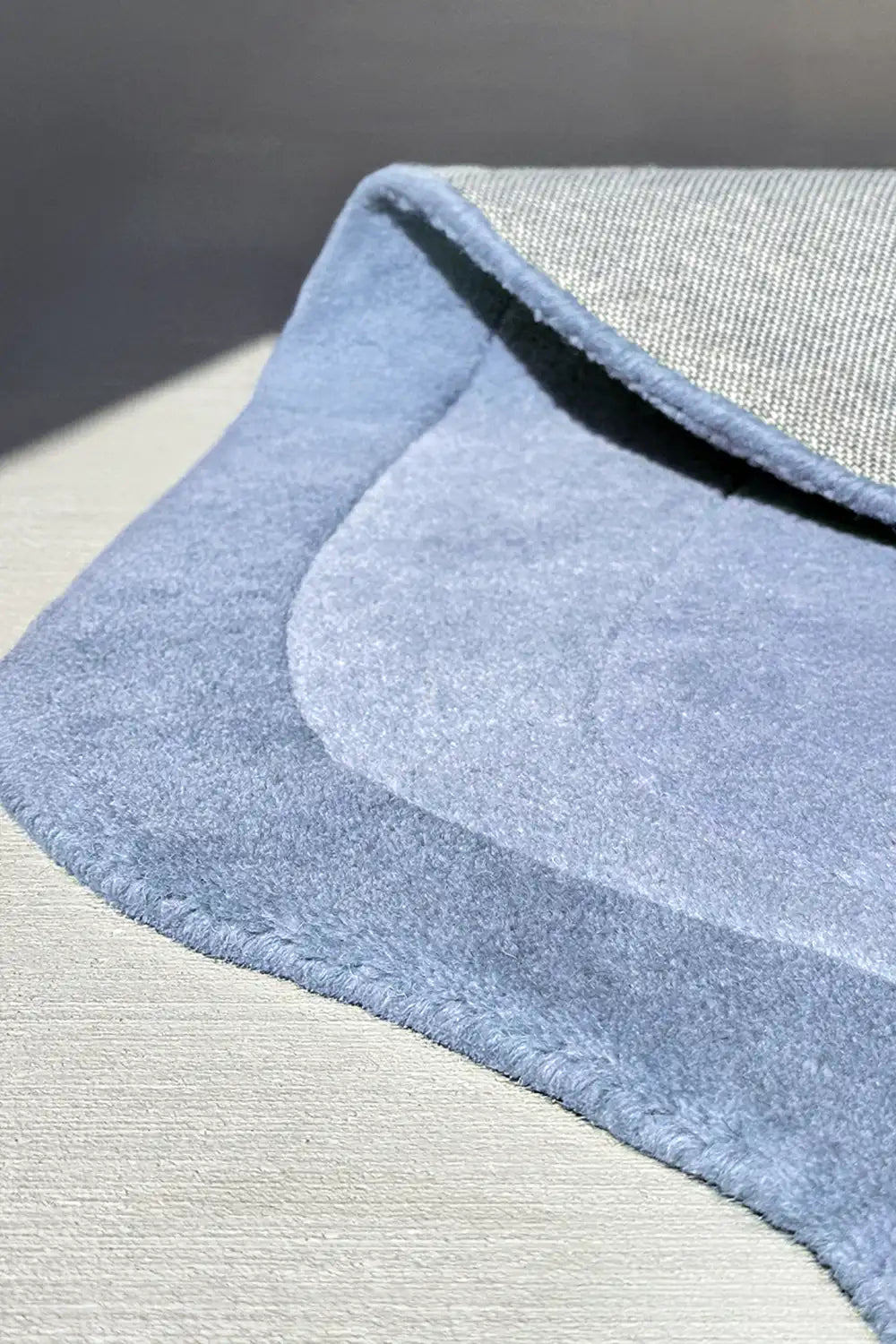 Irregular Contour Blue Hand Tufted Wool Carpet