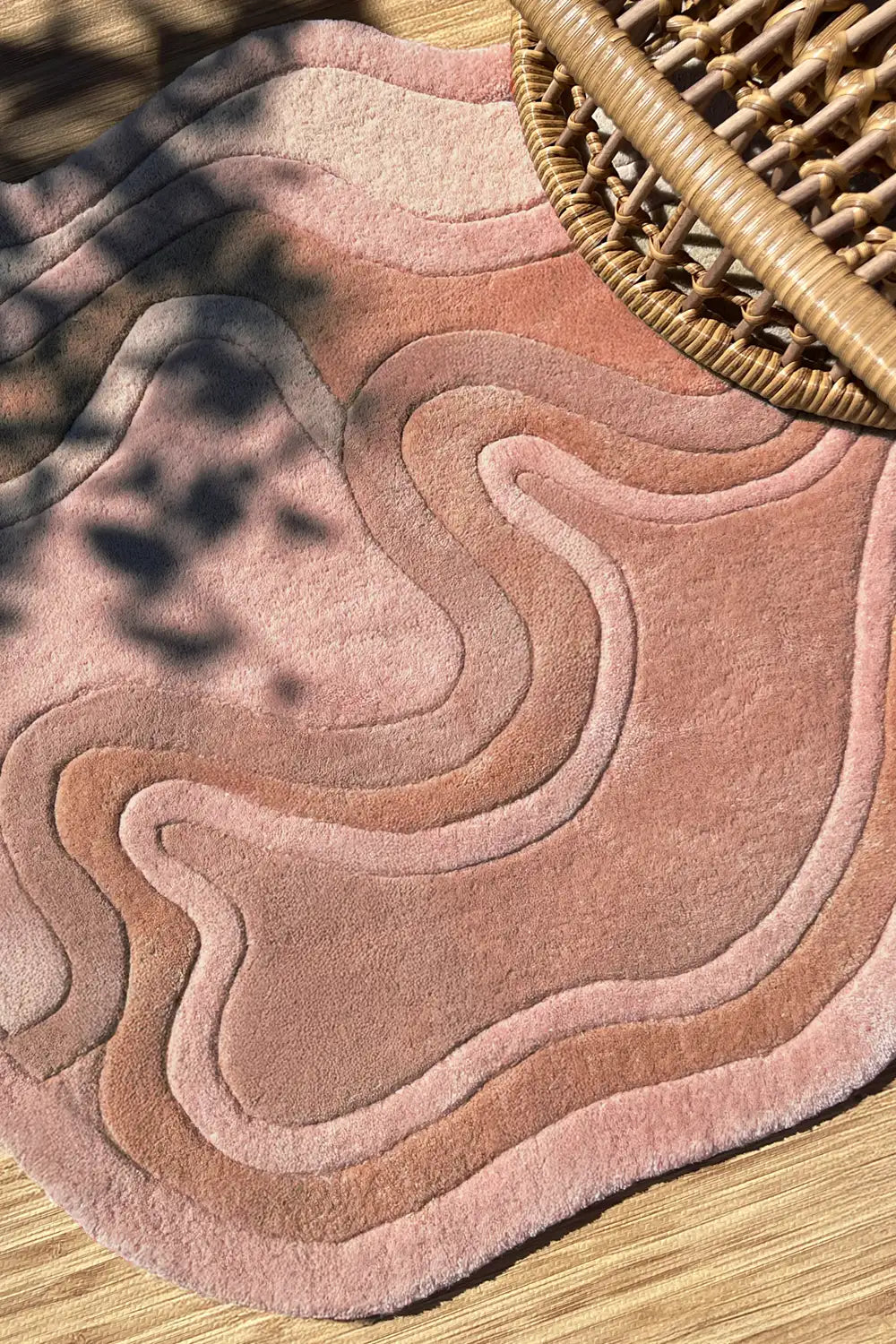 Abstract Topographic Blush Wool Rug