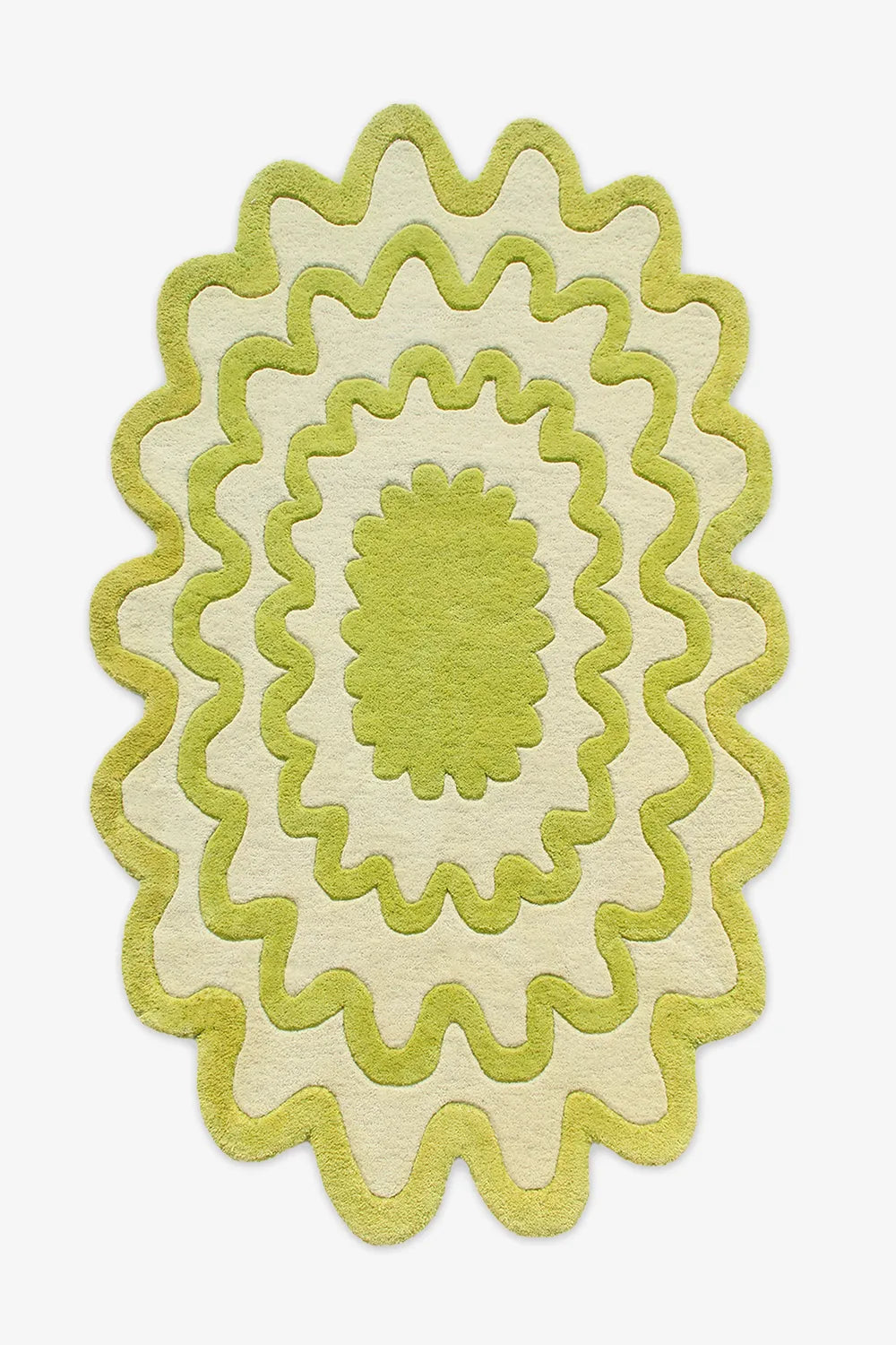 Funky Wavy Border Hand Tufted Wool Carpet