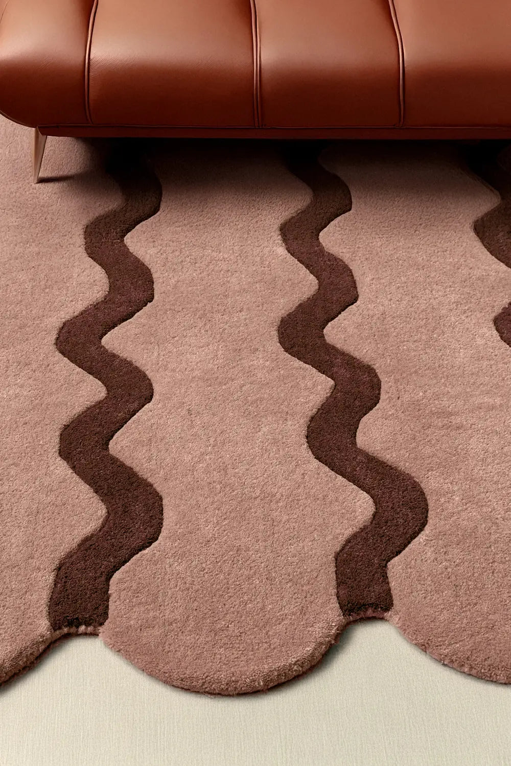Contemporary Wave Pattern Tan & Brown Rug
