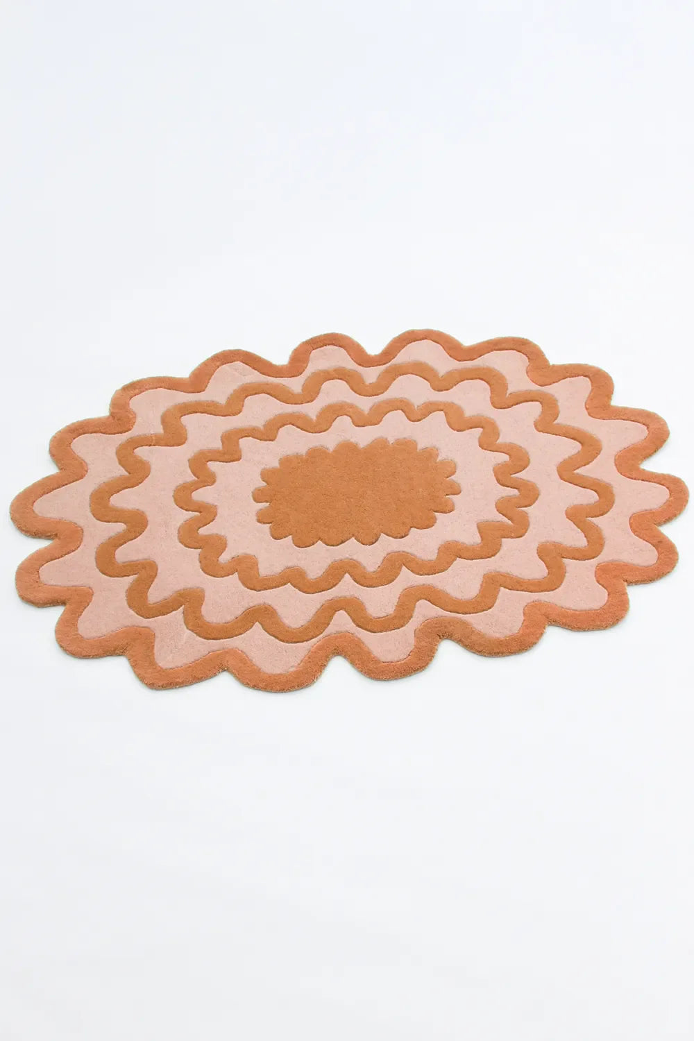 Contemporary Orange Scalloped Rug