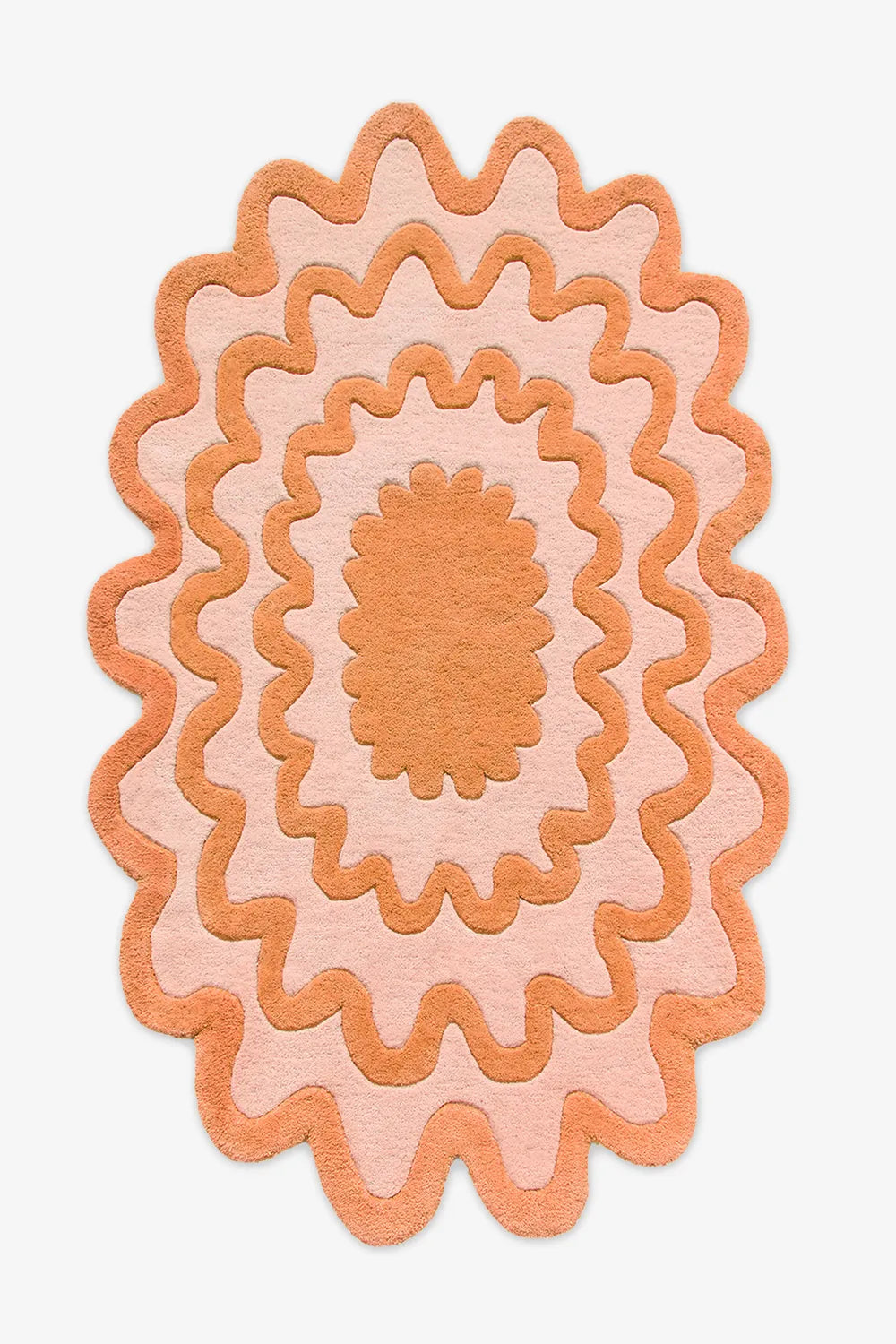 Contemporary Orange Scalloped Rug
