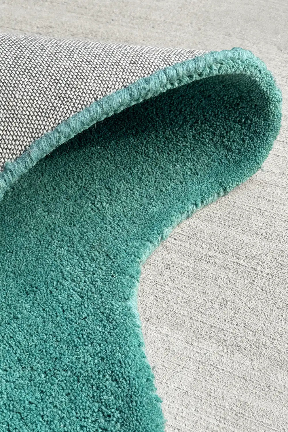 Teal Solid Design Wool Area Carpet