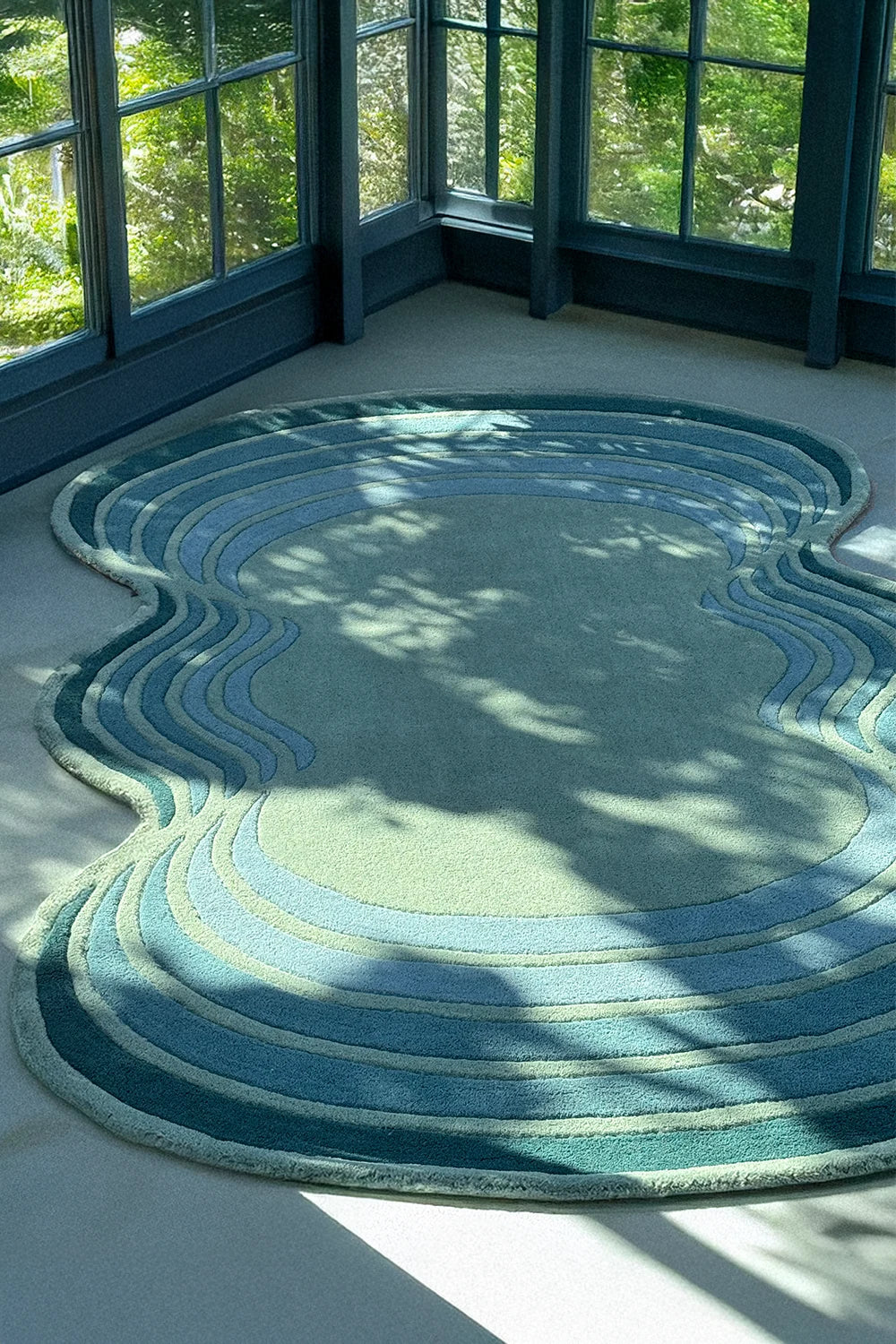 Sage Green Topographic Wave Design Area Carpet