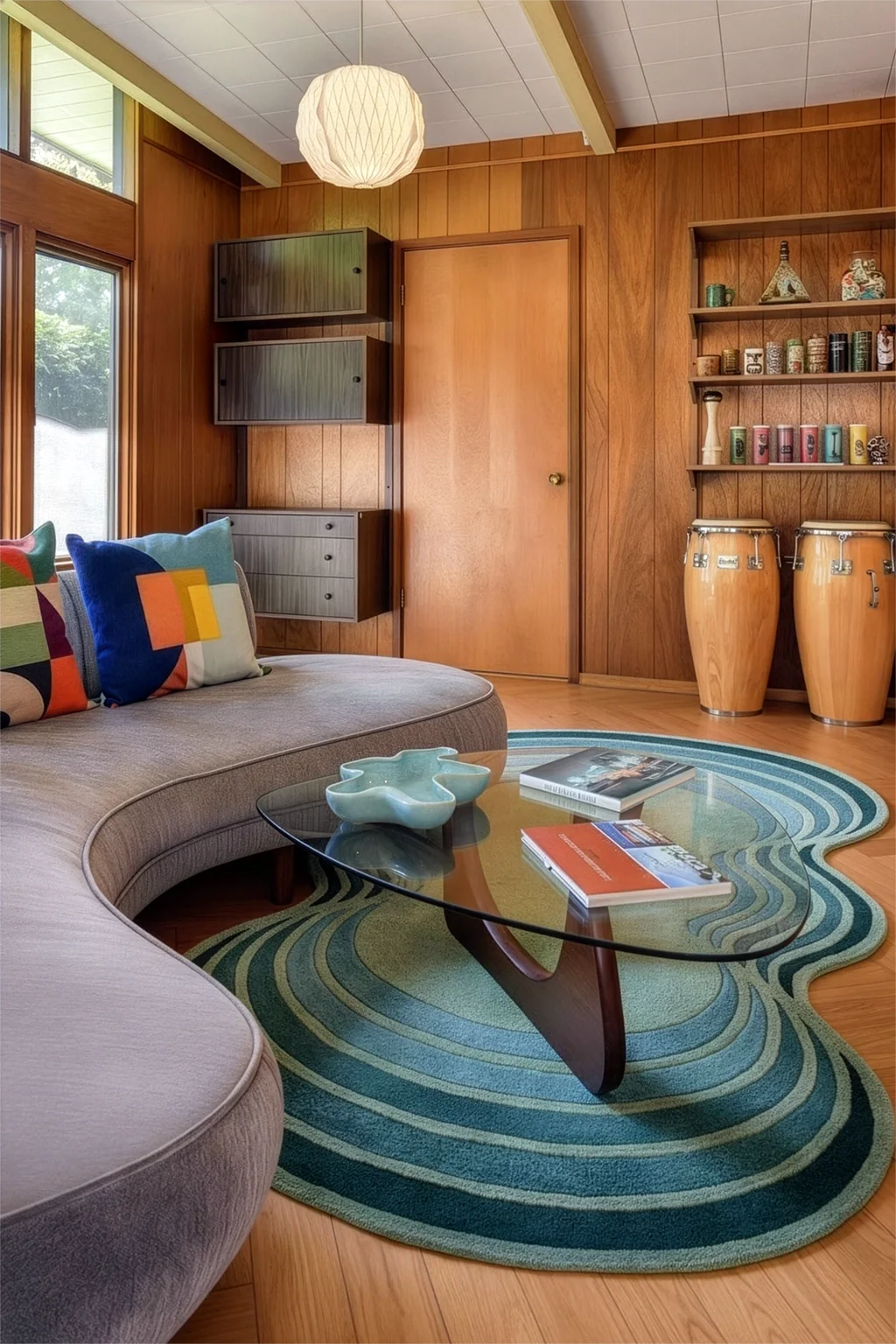 Sage Green Topographic Wave Design Area Carpet