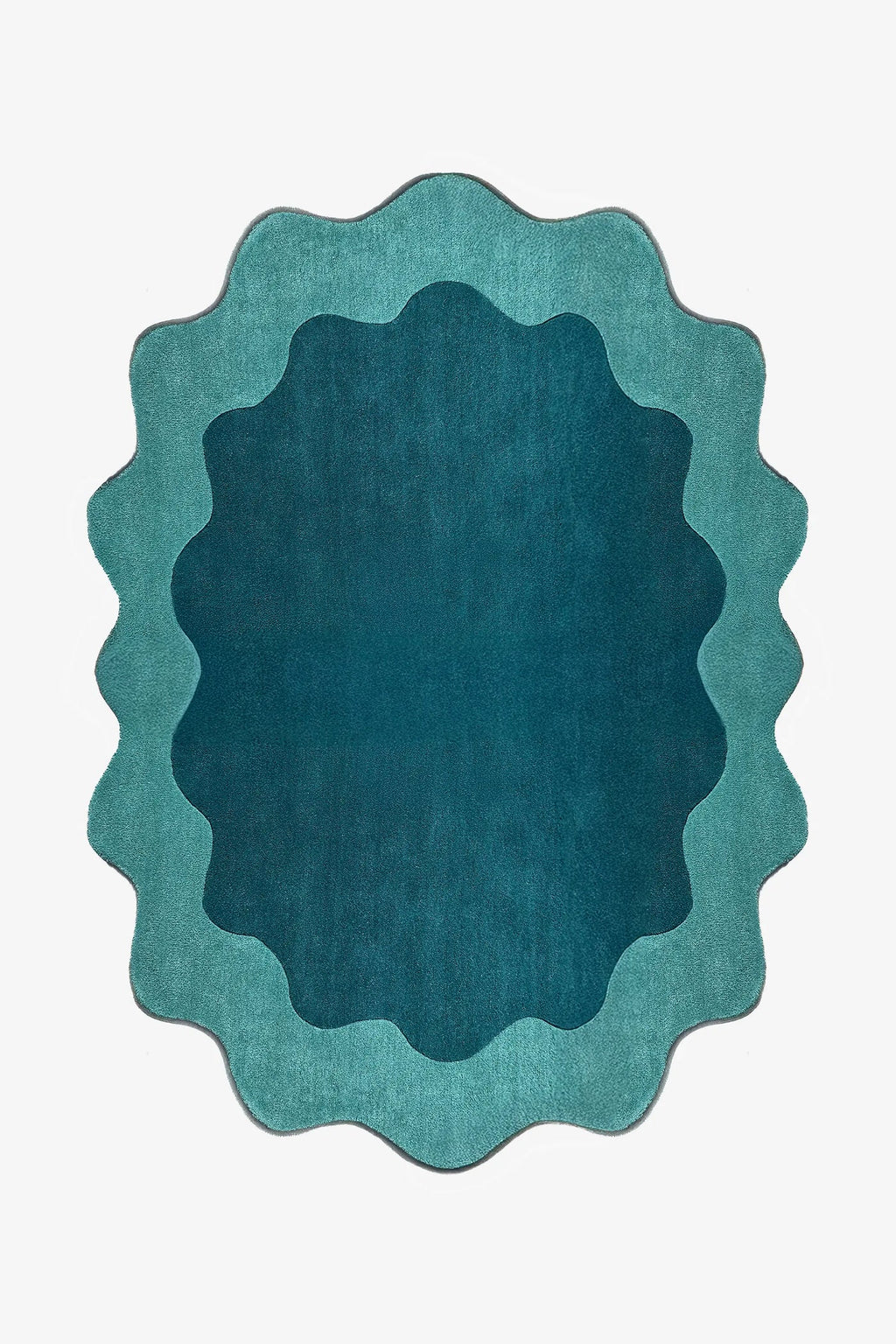 Teal Solid Design Wool Area Carpet