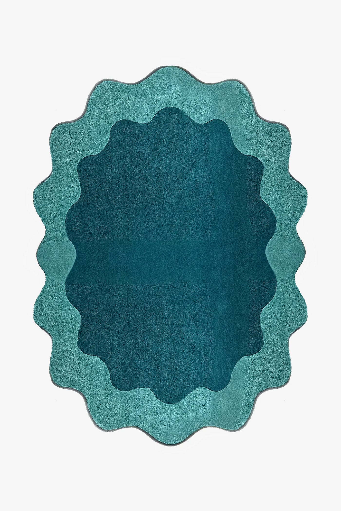 Teal Solid Design Wool Area Carpet