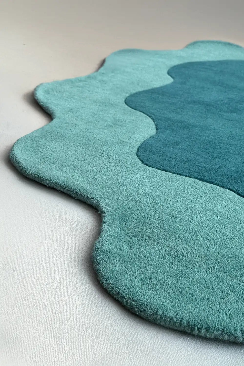 Teal Solid Design Wool Area Carpet